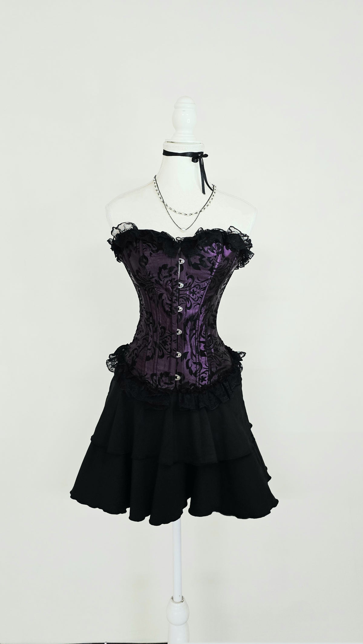 The Gothic Brocade Bustier Corset(Size - XS,S)
