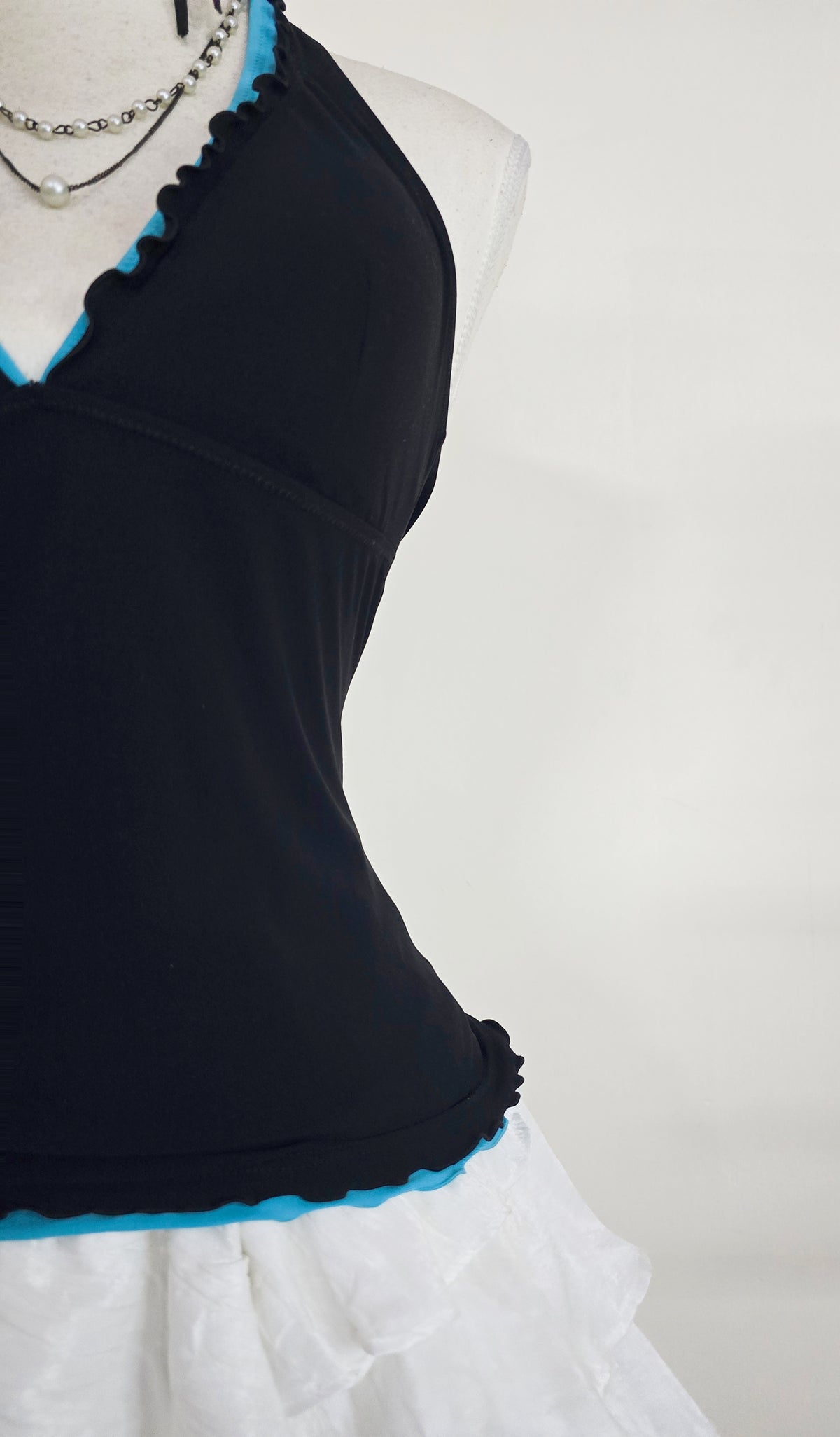 The Electric Blue Trim Halter Top(Size - S)