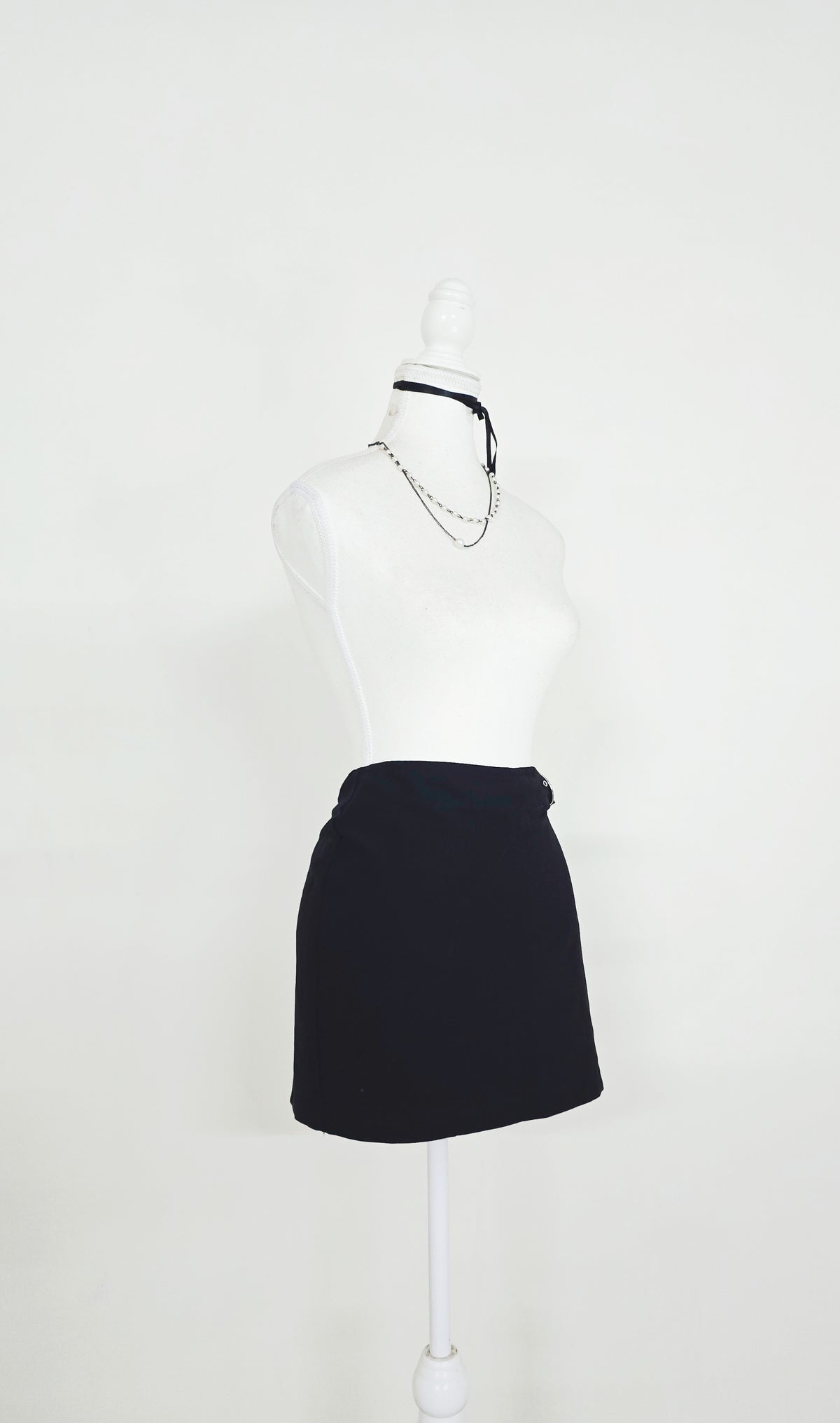 The Side-Buckle Noir Mini Skirt(Size - M)