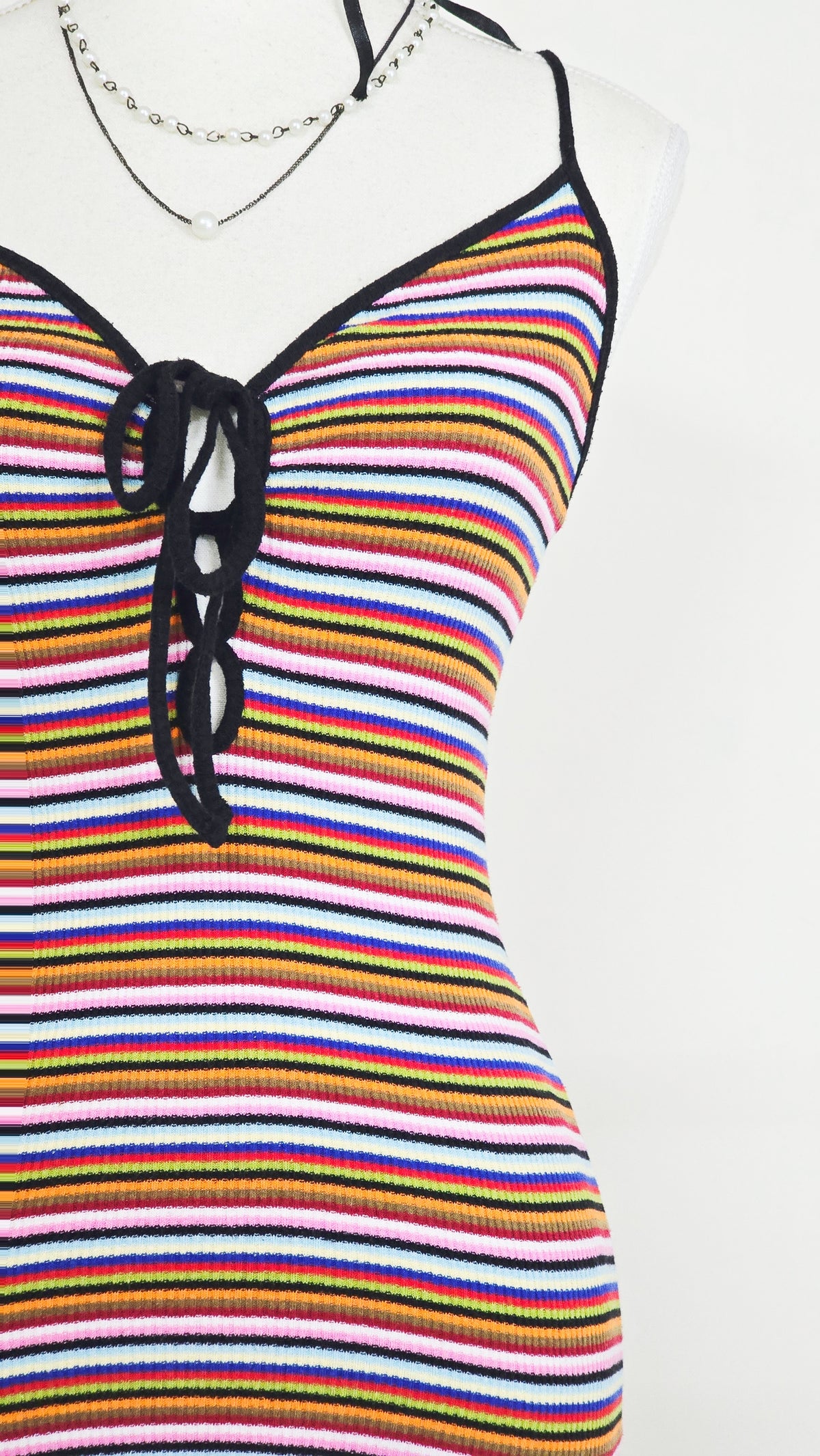 The Sunset Stripe Lace-Up Cami Mini Dress(Size - XS)