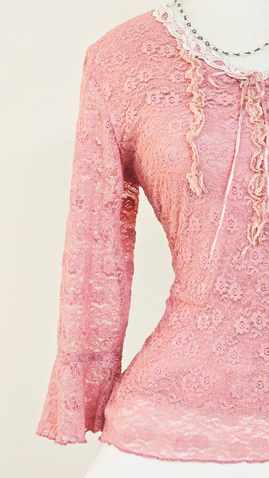 The Rose Ribbon Belle Lace Top(Size - L)