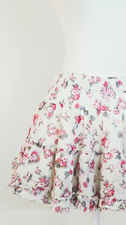 The Rose Garden Bubble Ruffle Mini Skirt(Size - XS,S)