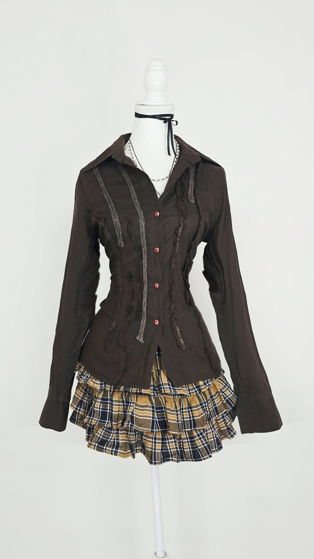 The Distressed Mocha Grunge Shirt(Size - M)