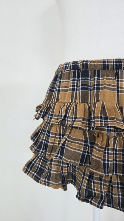 The Downtown Tiered Plaid Ruffle Skirt(Size - M)