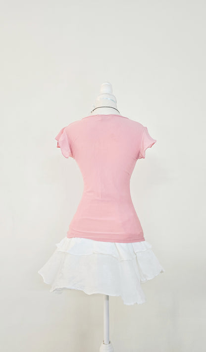 The Ballet Pink Chiffon Sleeve Top(Size - S,M)