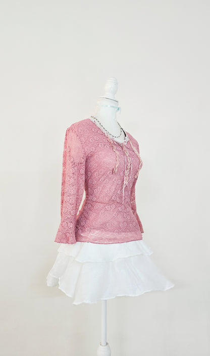 The Rose Ribbon Belle Lace Top(Size - L)