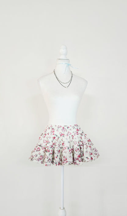 The Rose Garden Bubble Ruffle Mini Skirt(Size - XS,S)