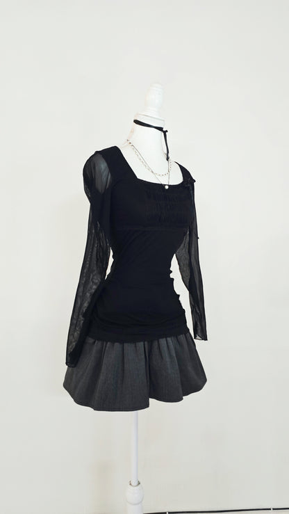 The Ruched Mesh Protagonist Top(Size - XS,S)