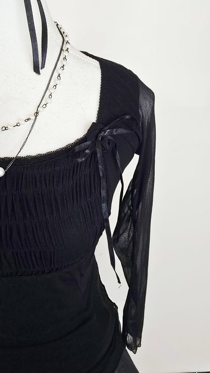The Ruched Mesh Protagonist Top(Size - XS,S)
