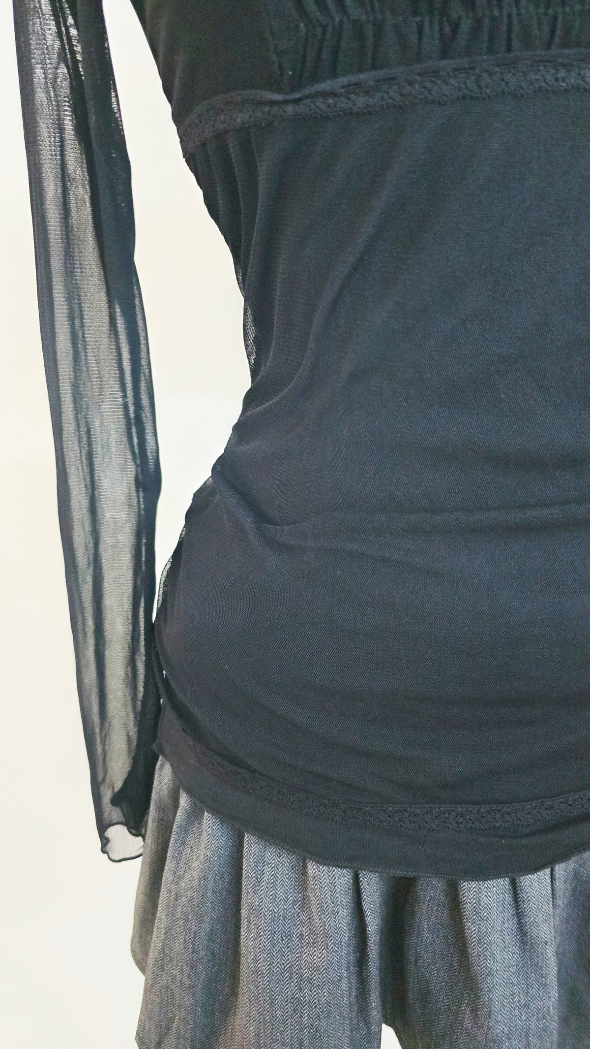 The Ruched Mesh Protagonist Top(Size - XS,S)