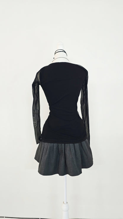 The Ruched Mesh Protagonist Top(Size - XS,S)