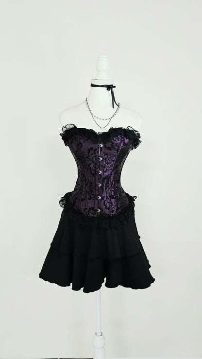 The Gothic Brocade Bustier Corset(Size - XS,S)