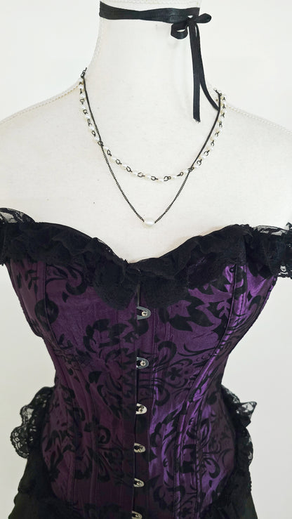 The Gothic Brocade Bustier Corset(Size - XS,S)