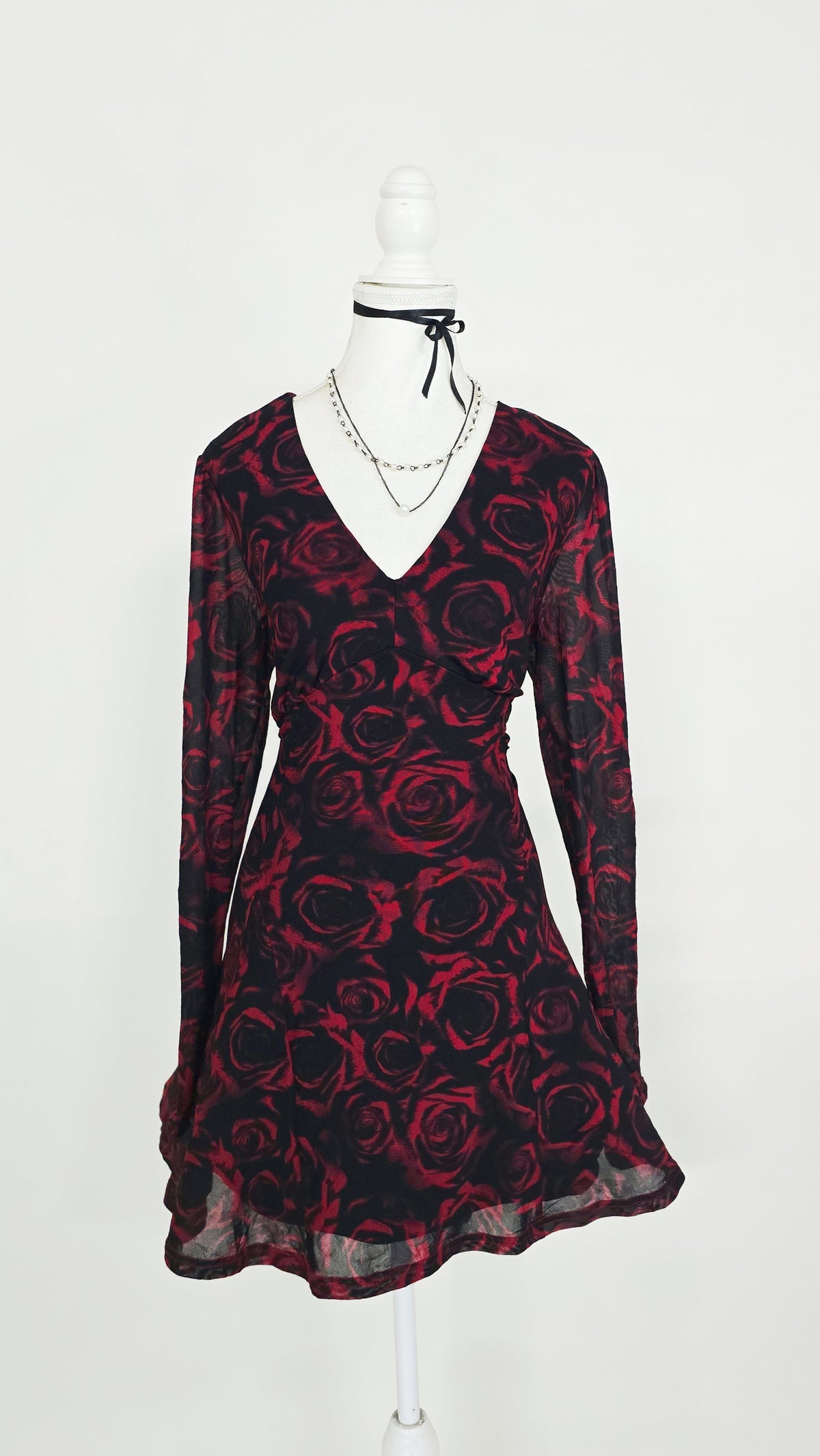The Crimson Rose Mesh Mini Dress(Size - M,L)