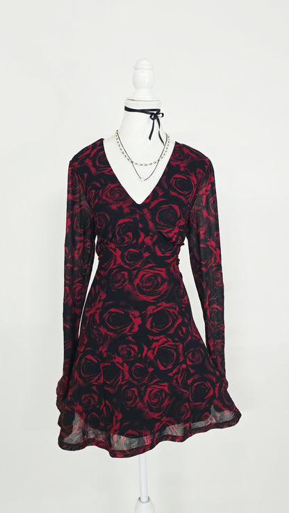 The Crimson Rose Mesh Mini Dress(Size - M,L)