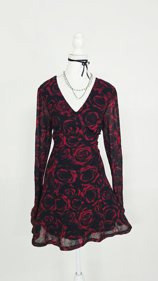The Crimson Rose Mesh Mini Dress(Size - M,L)