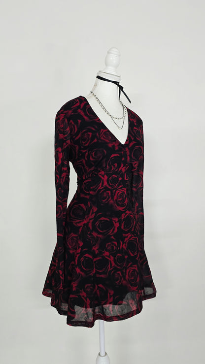 The Crimson Rose Mesh Mini Dress(Size - M,L)