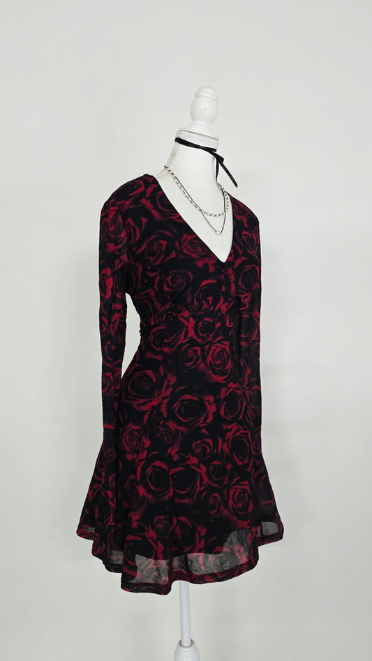 The Crimson Rose Mesh Mini Dress(Size - M,L)