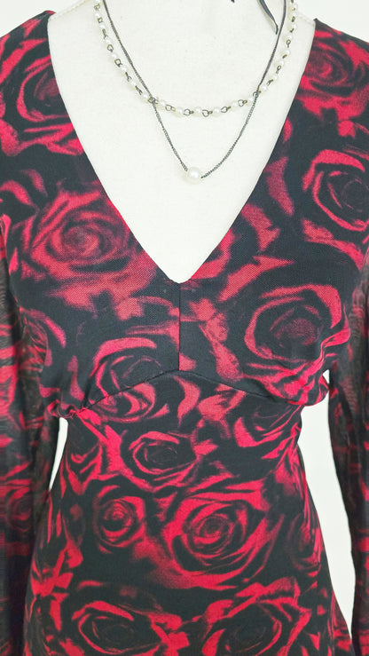 The Crimson Rose Mesh Mini Dress(Size - M,L)