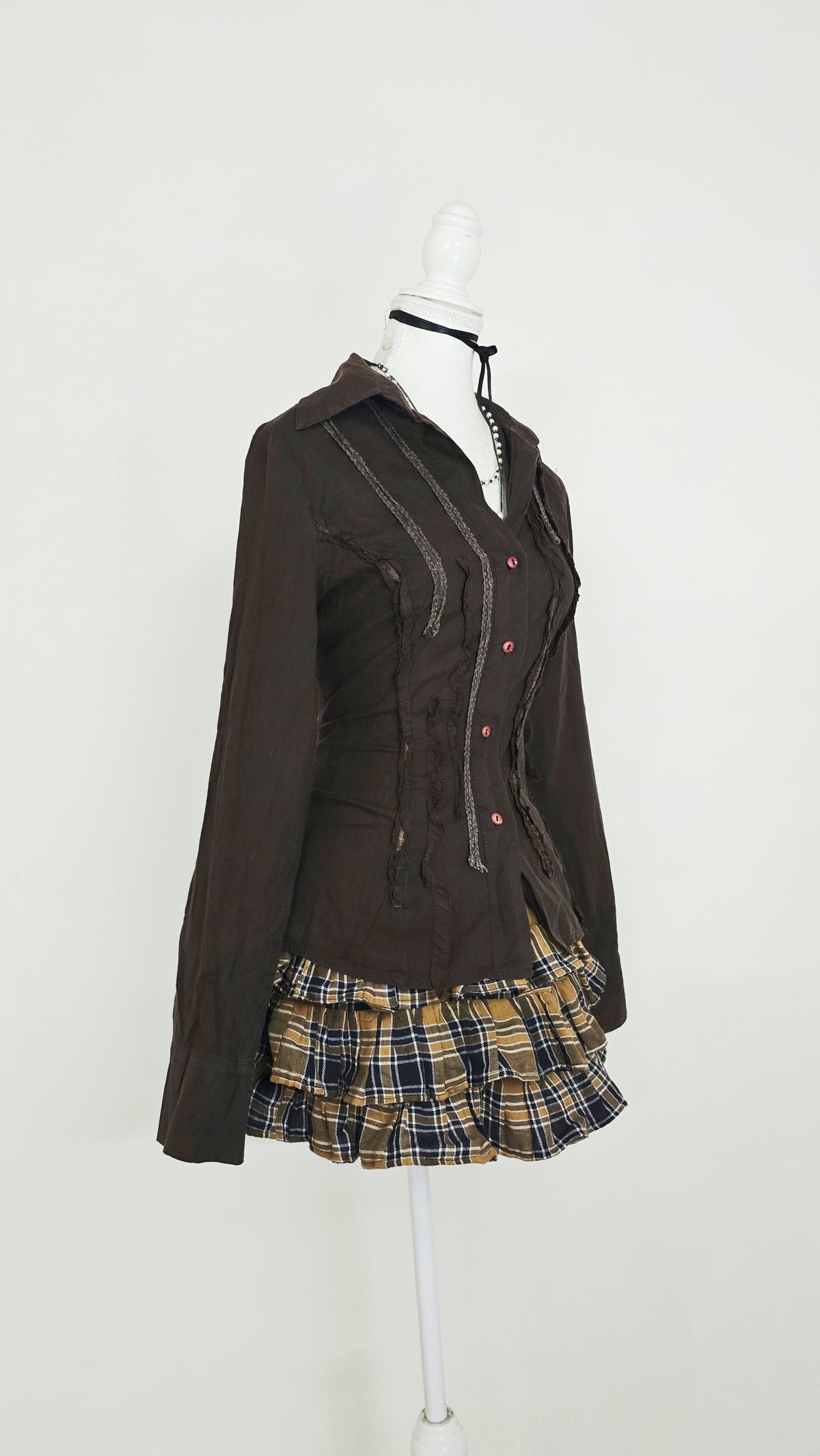 The Distressed Mocha Grunge Shirt(Size - M)