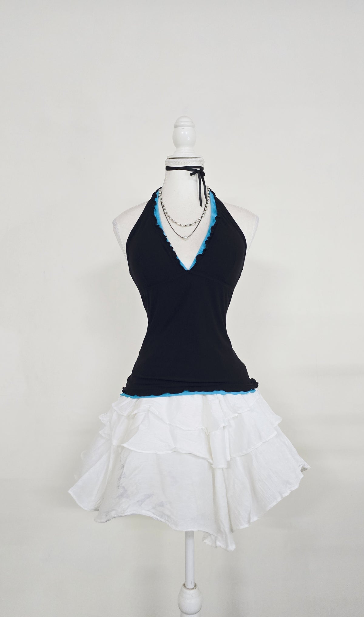 The Electric Blue Trim Halter Top(Size - S)