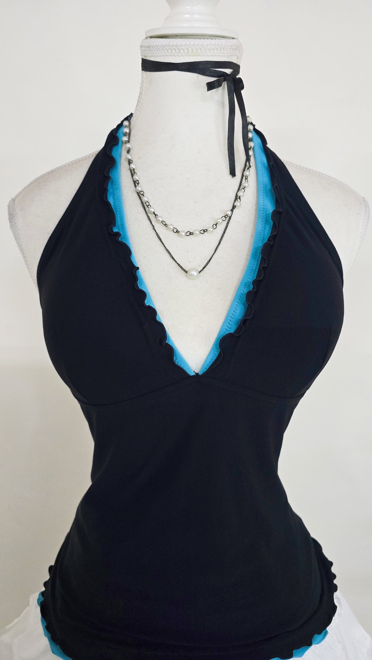 The Electric Blue Trim Halter Top(Size - S)