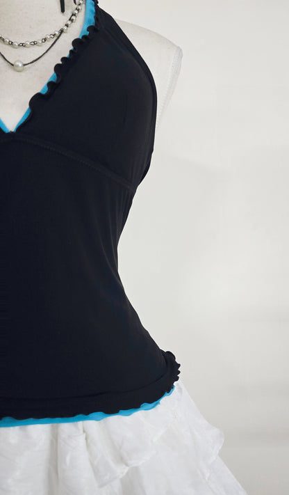 The Electric Blue Trim Halter Top(Size - S)