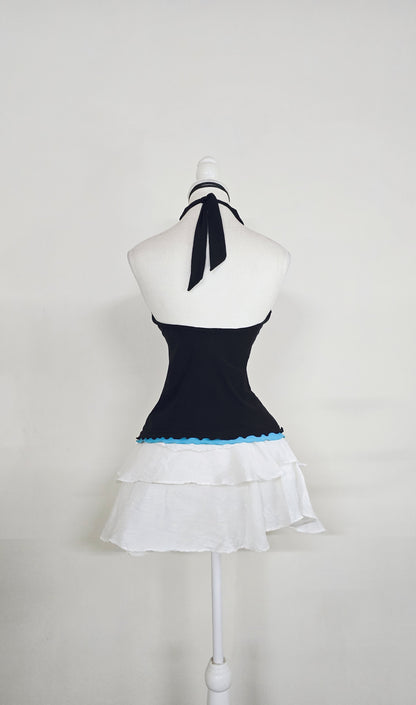 The Electric Blue Trim Halter Top(Size - S)