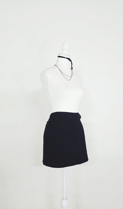 The Side-Buckle Noir Mini Skirt(Size - M)