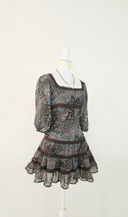 The Meadow Bloom Tiered Babydoll Mini Dress (Size - S)