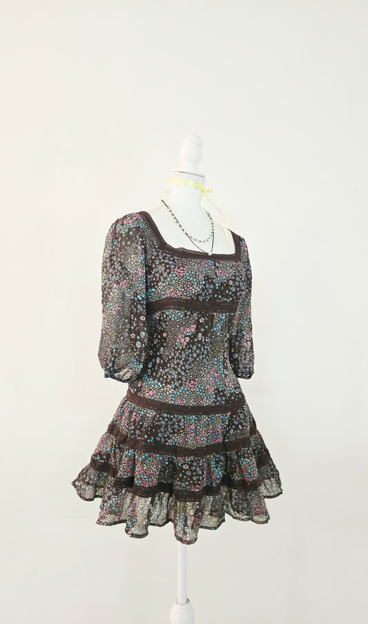 The Meadow Bloom Tiered Babydoll Mini Dress (Size - S)