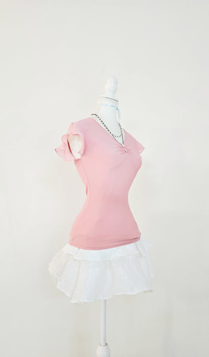 The Ballet Pink Chiffon Sleeve Top(Size - S,M)