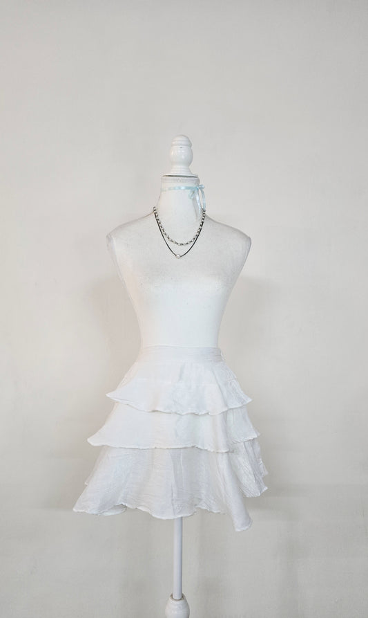 The Swan Lake Tiered Ruffle Mini Skirt(Size - S,XS)
