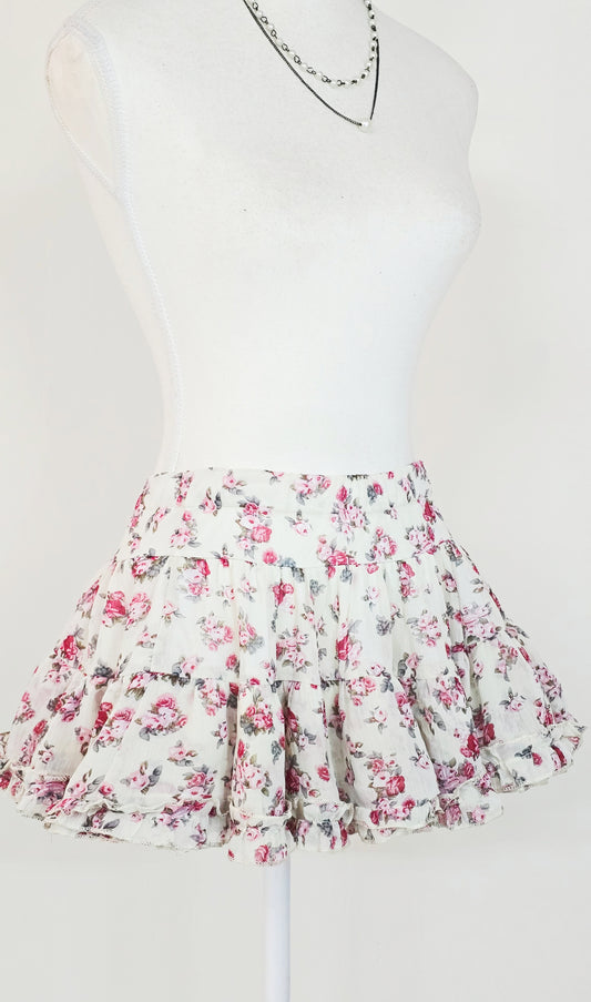 The Rose Garden Bubble Ruffle Mini Skirt(Size - XS,S)