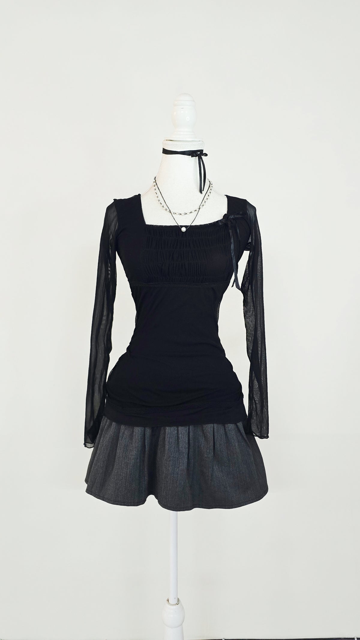 The Ruched Mesh Protagonist Top(Size - XS,S)