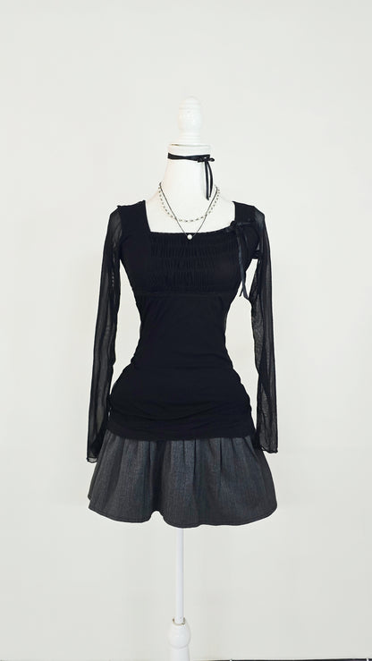 The Ruched Mesh Protagonist Top(Size - XS,S)