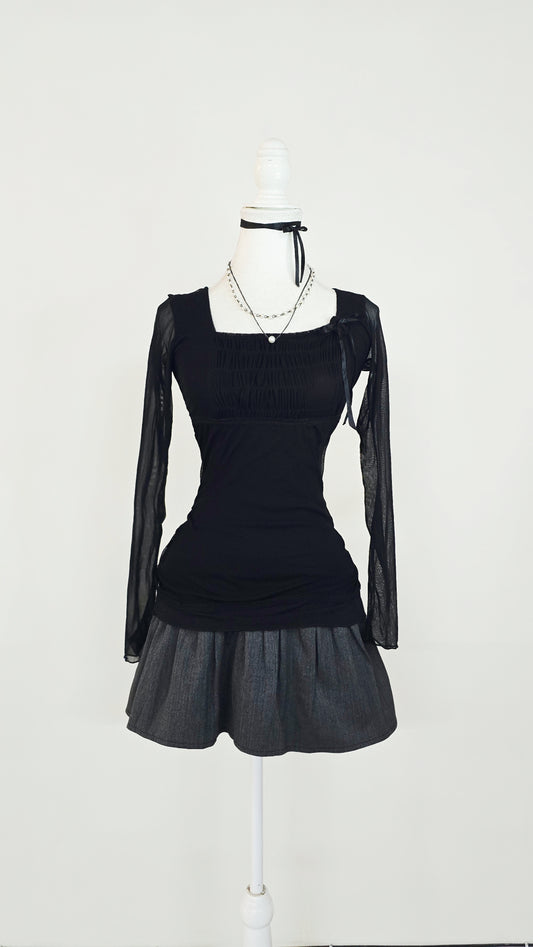 The Ruched Mesh Protagonist Top(Size - XS,S)