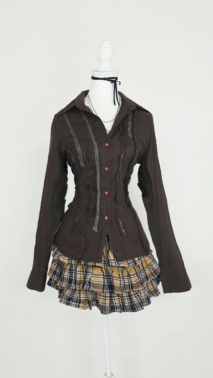 The Distressed Mocha Grunge Shirt(Size - M)