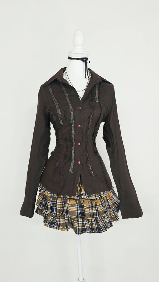 The Distressed Mocha Grunge Shirt(Size - M)