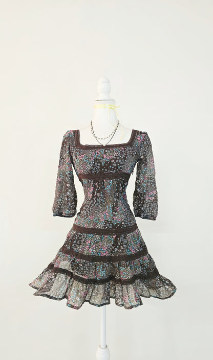 The Meadow Bloom Tiered Babydoll Mini Dress (Size - S)