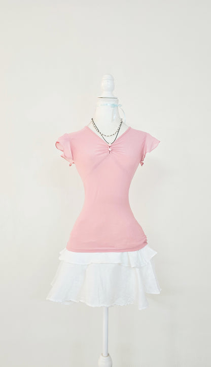 The Ballet Pink Chiffon Sleeve Top(Size - S,M)