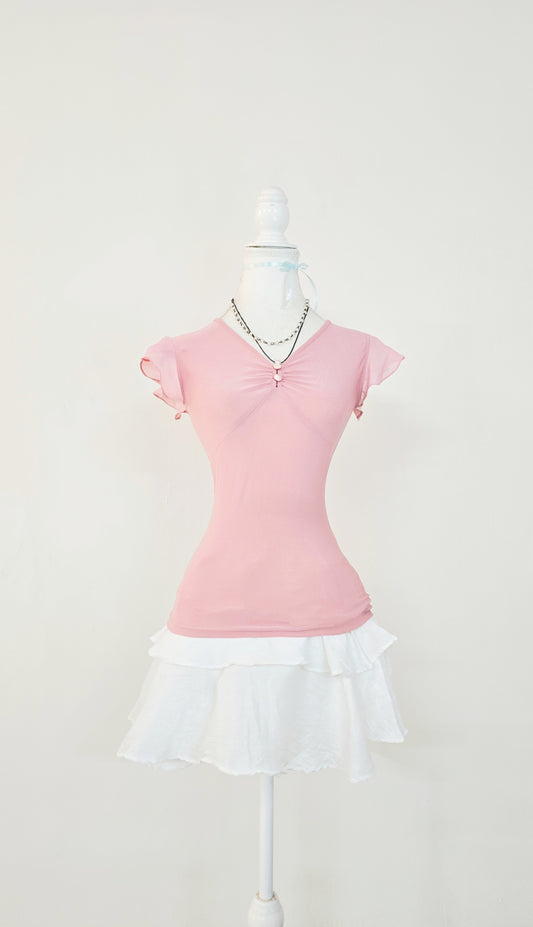 The Ballet Pink Chiffon Sleeve Top(Size - S,M)