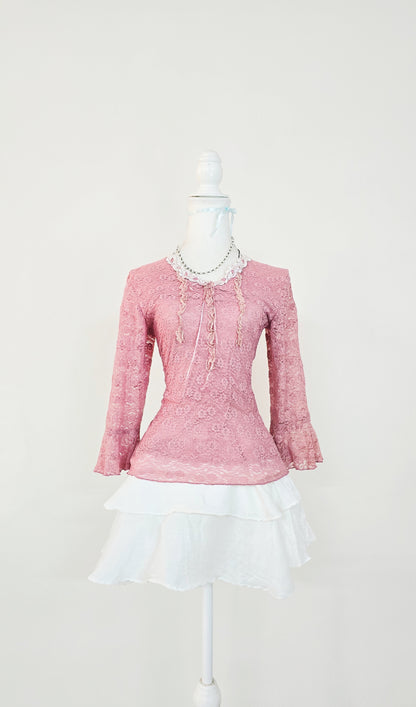 The Rose Ribbon Belle Lace Top(Size - L)