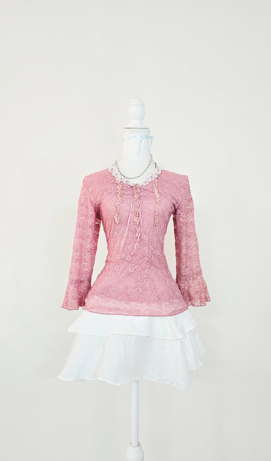The Rose Ribbon Belle Lace Top(Size - L)